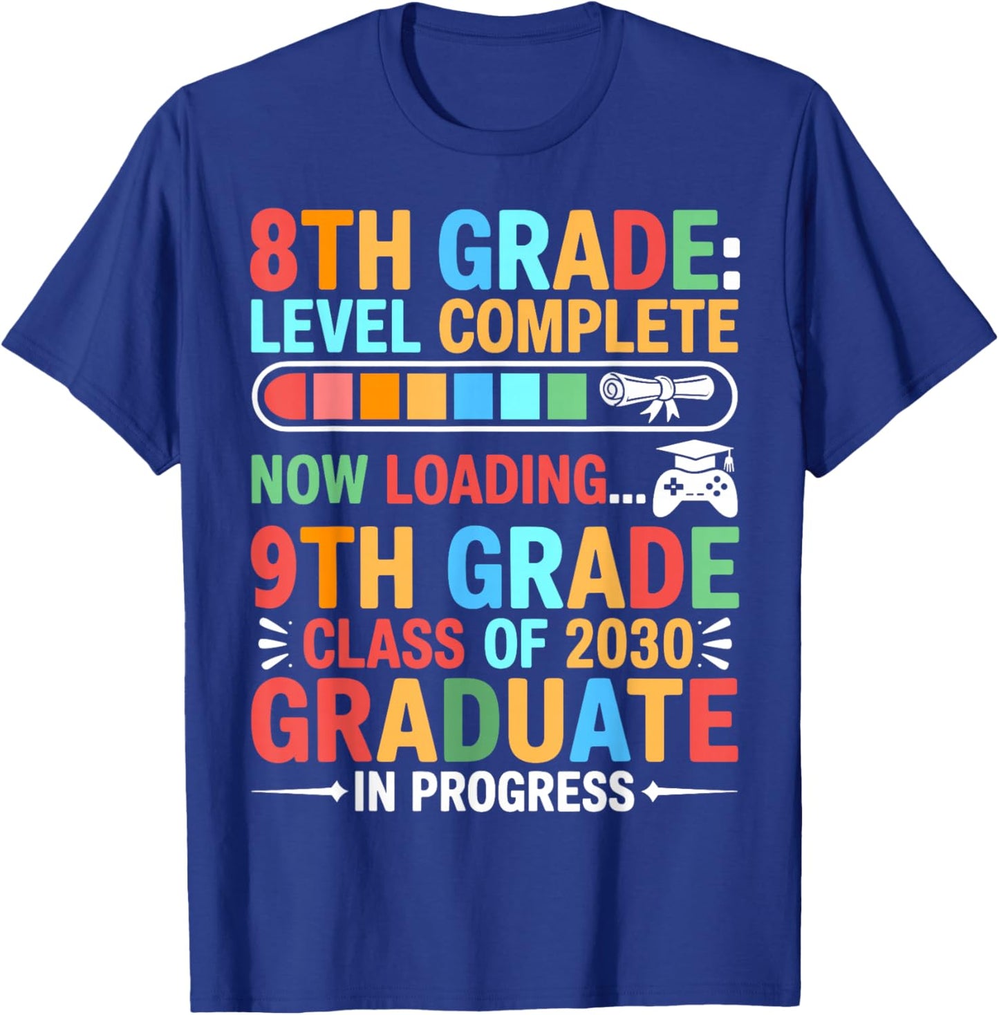 8th Grade Level Complete Last Day of School Kids 8th Grade T-Shirt - T-Shirt | Royal