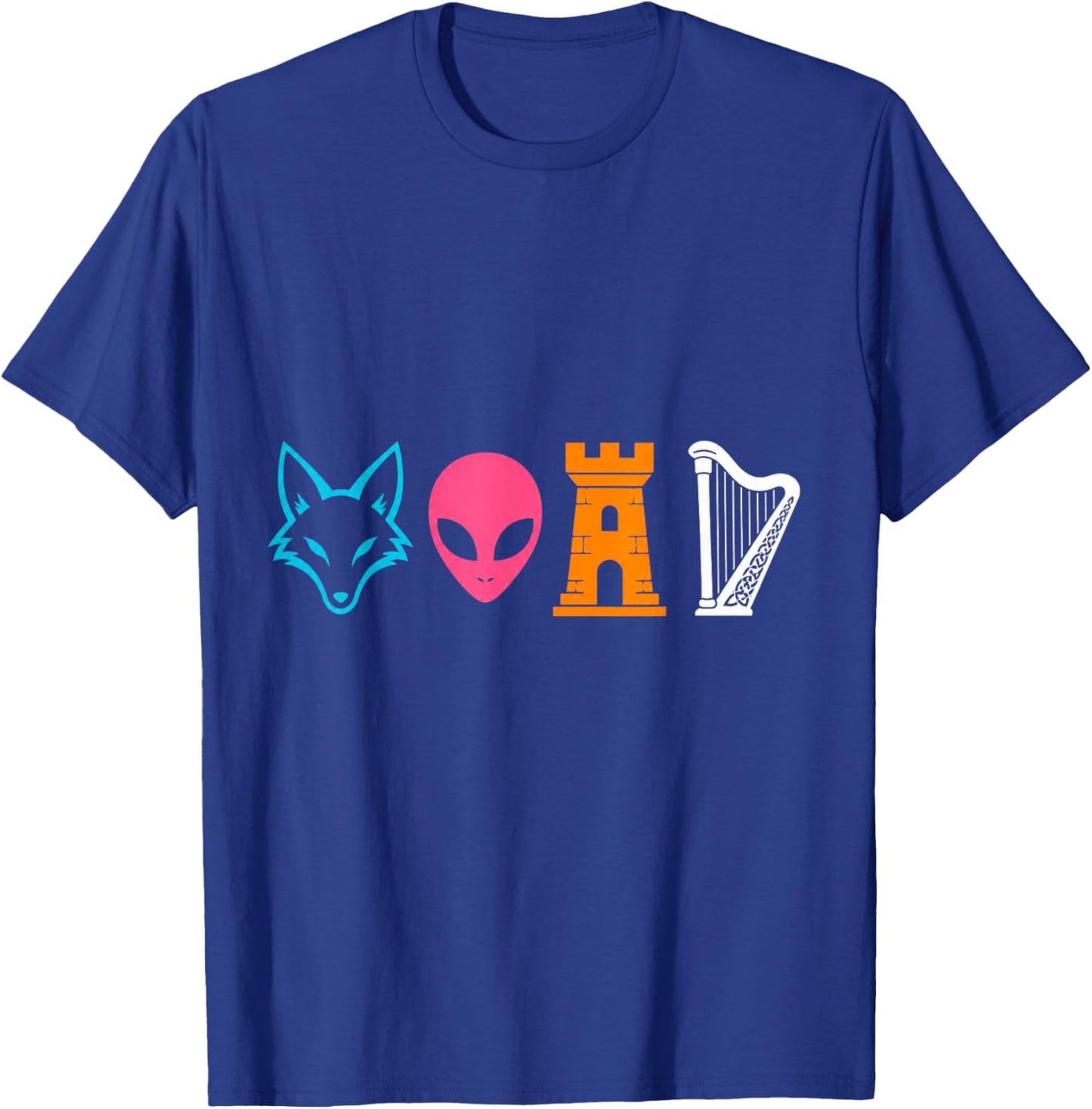 Funny Irish Alien Fox Celtic Harp Tower Mythology Graphic De T-Shirt - T-Shirt | Royal