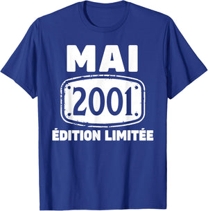 25 Ans Homme 2001 Anniversaire Mai 25 Ans Homme 2001 T-Shirt - T-Shirt | Royal