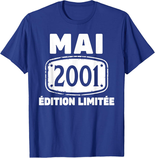 25 Ans Homme 2001 Anniversaire Mai 25 Ans Homme 2001 T-Shirt - T-Shirt | Royal