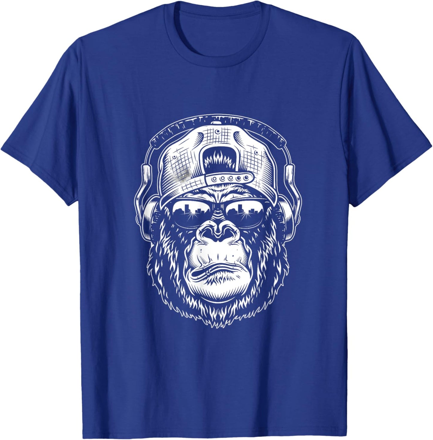 Monkey Cool Chimpanzee Sunglasses Headphones T-Shirt - T-Shirt | Royal
