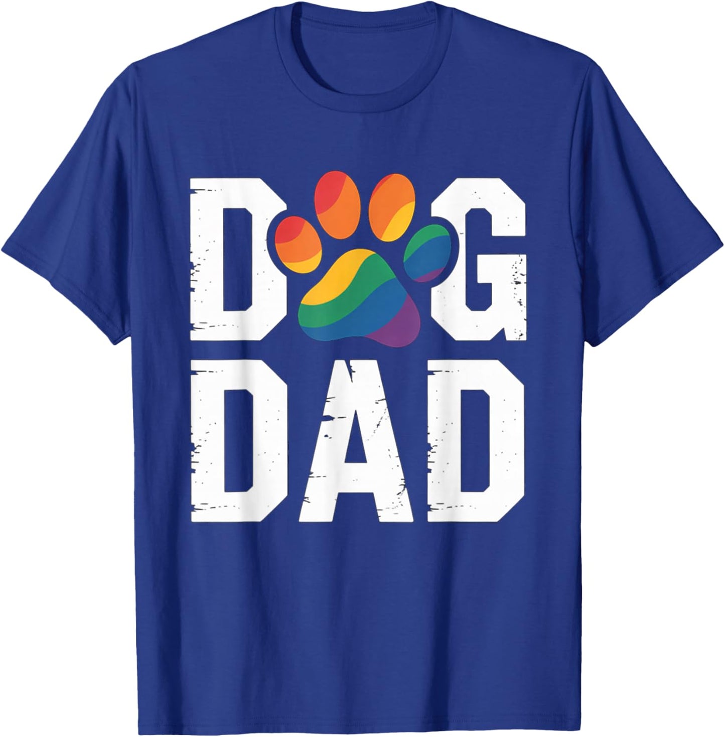 Gay Pride Dog Dad Pup New Puppy Pawprint Rainbow Flag LGBT T-Shirt - T-Shirt | Royal