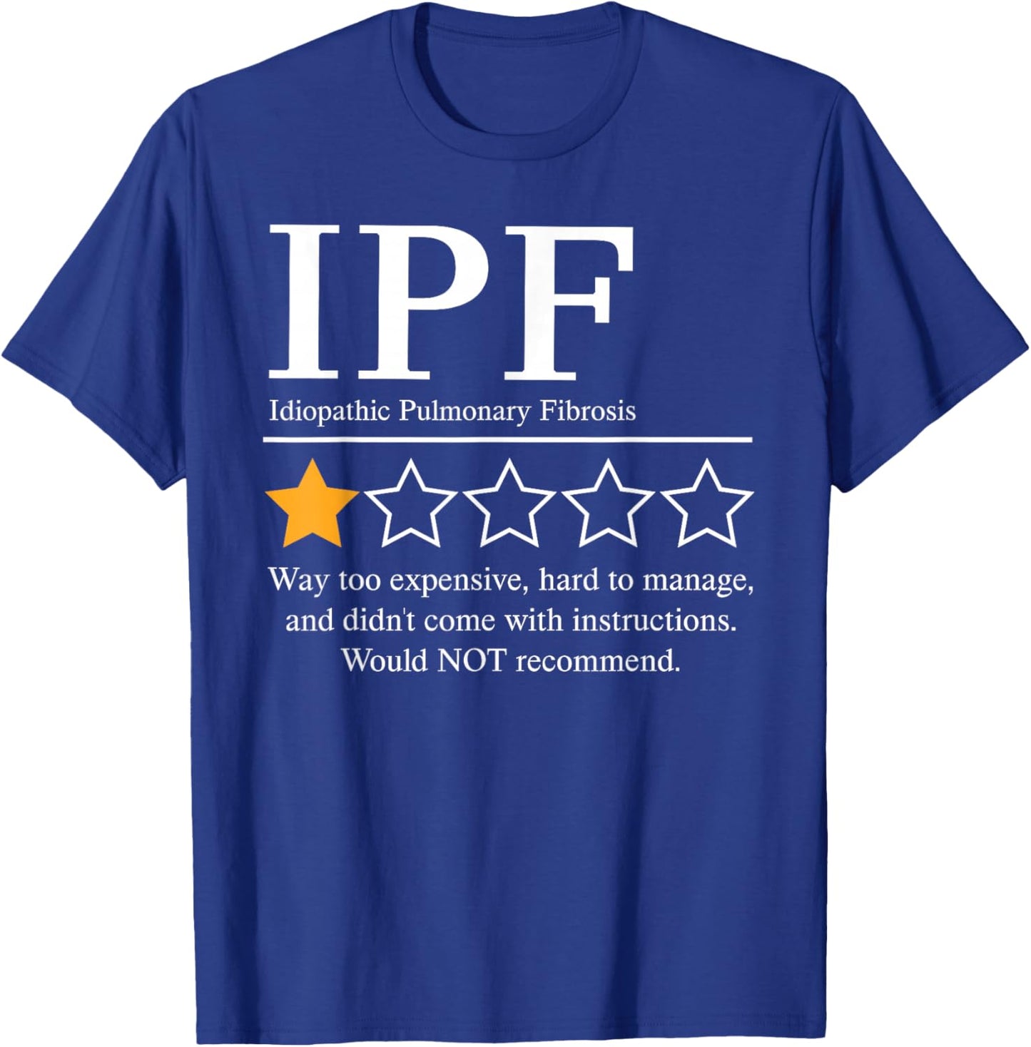 Idiopathic Pulmonary Fibrosis Awareness 2025 Not Recommend T-Shirt - T-Shirt | Royal