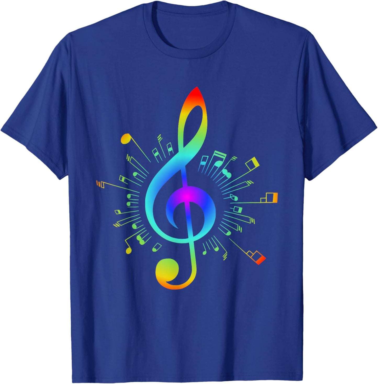 Colorful Treble Clef and Musical Notes Design for Music Love T-Shirt - T-Shirt | Royal