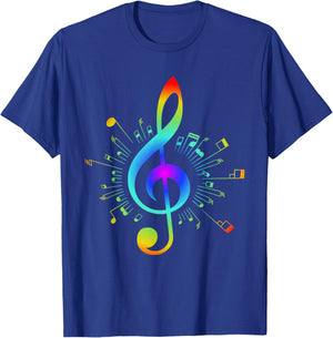 Colorful Treble Clef and Musical Notes Design for Music Love T-Shirt - T-Shirt | Royal