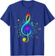 Colorful Treble Clef and Musical Notes Design for Music Love T-Shirt - T-Shirt | Royal