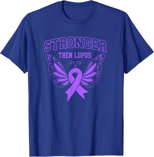 Stronger Then Lupus Butterfly Women Lupus Awareness Month T-Shirt - T-Shirt | Royal
