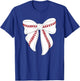 Cute Baseball Coquette Bow Girls Baseball Mom Mama T-Shirt - T-Shirt | Royal