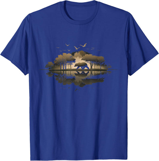 Bear Wildlife Trees Outdoors Nature Retro Forest Graphic Men T-Shirt - T-Shirt | Royal