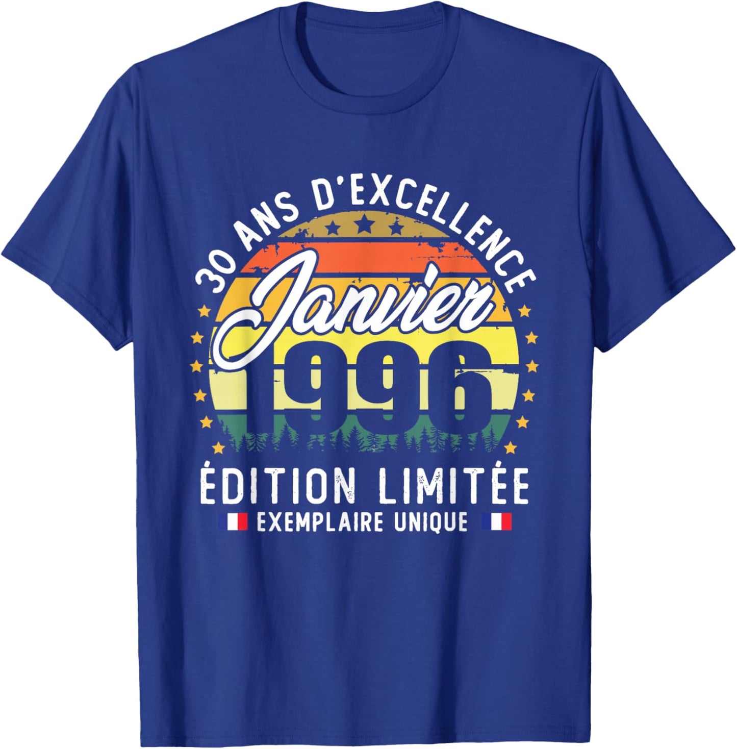 Vintage January 1996 30th Birthday Gift T-Shirt - T-Shirt | Royal