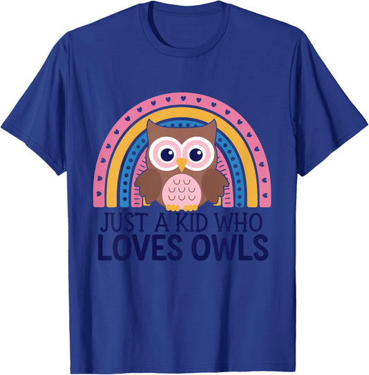 Kids Children Owl Kids T-Shirt - T-Shirt | Royal
