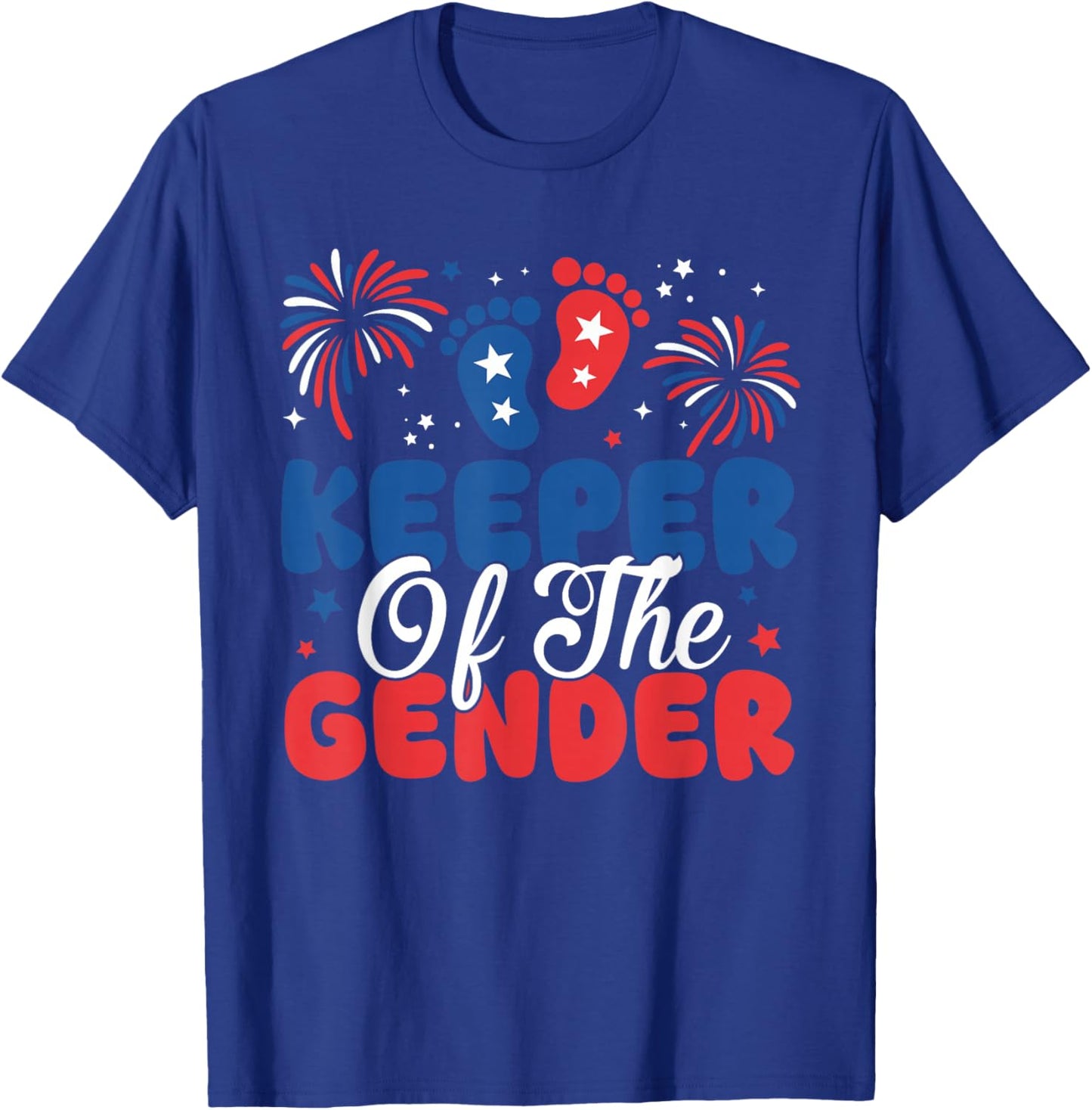Keeper of The Gender 4th of July Gender Reveal Fireworks T-Shirt - T-Shirt | Royal