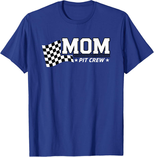 Mom Pit Crew Race Car Birthday Family Matching T-Shirt - T-Shirt | Royal