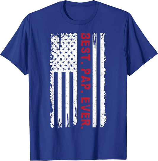 US Flag Best Pap Ever Father's Day Daddy Grandpa Vintage T-Shirt - T-Shirt | Royal