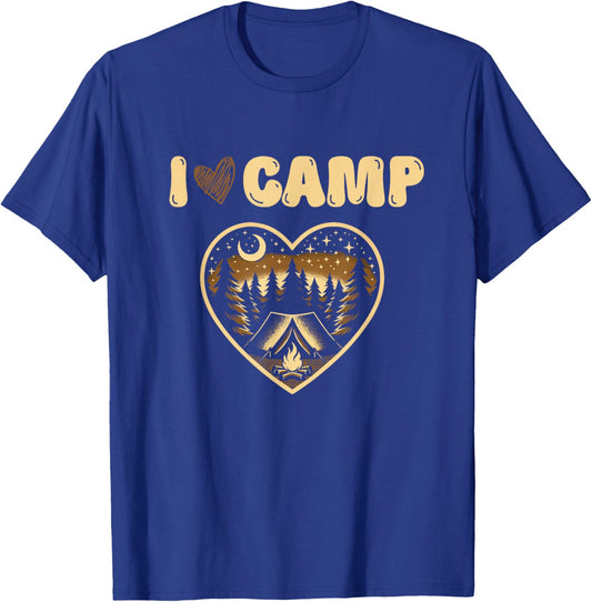 I love camp Funny Glamping Camping Lover Design T-Shirt - T-Shirt | Royal
