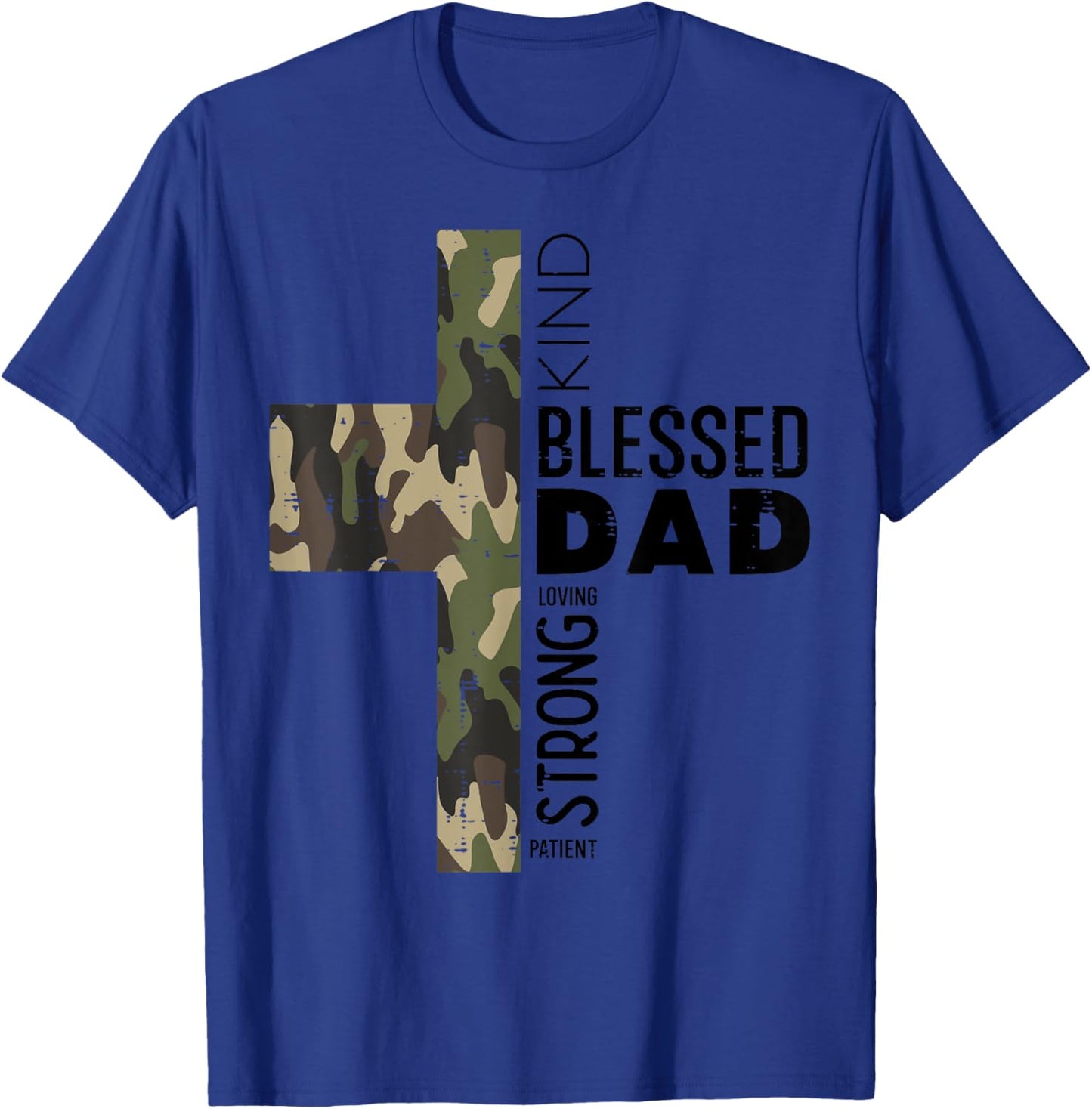 Fathers Day Blessed Dad Camo Cross Christian Papa Daddy Men T-Shirt - T-Shirt | Royal
