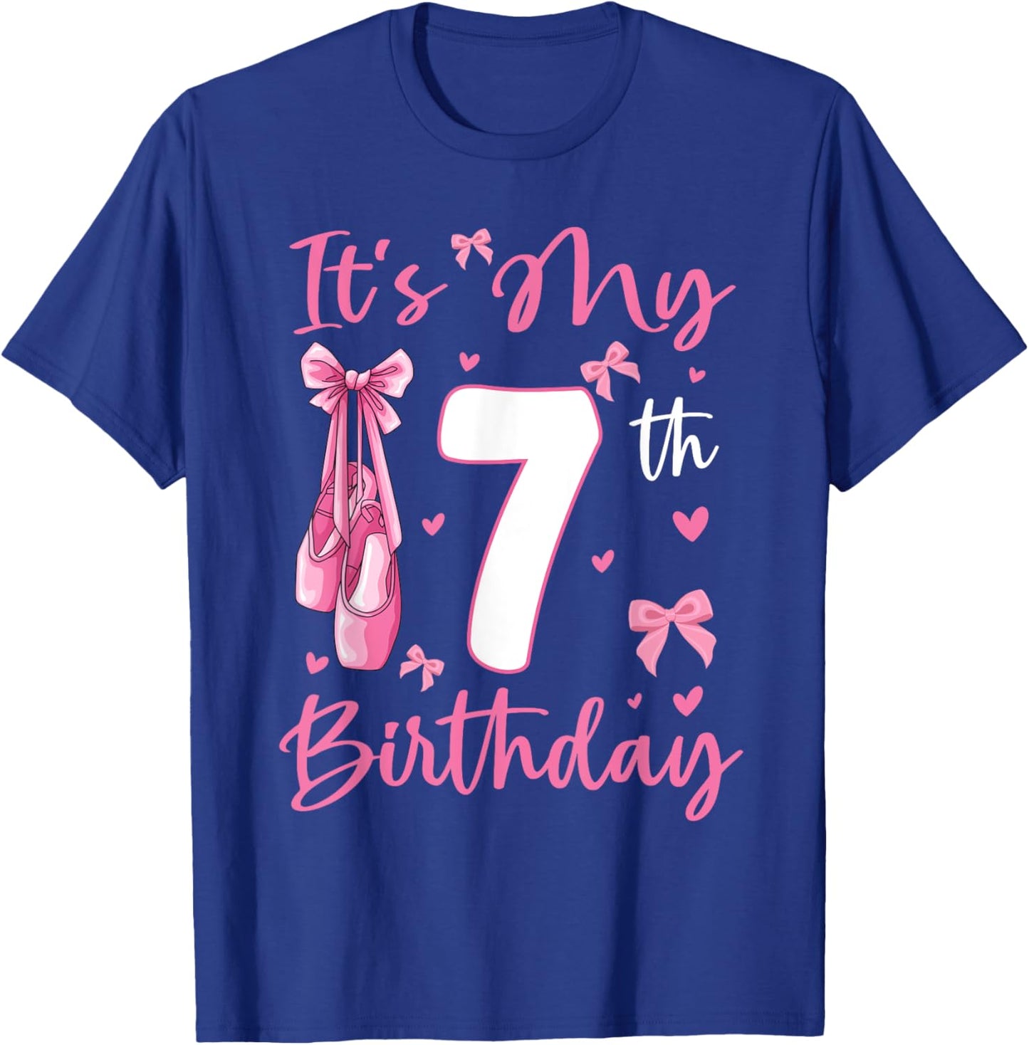 It's My 7th Birthday Girl Ballerina 7 Year Old Party T-Shirt - T-Shirt | Royal