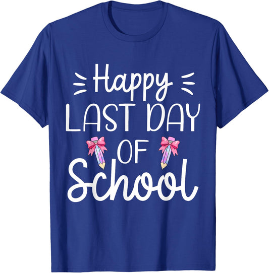 Last Day of School Shirt Coquette Bow School Graduation T-Shirt - T-Shirt | Royal