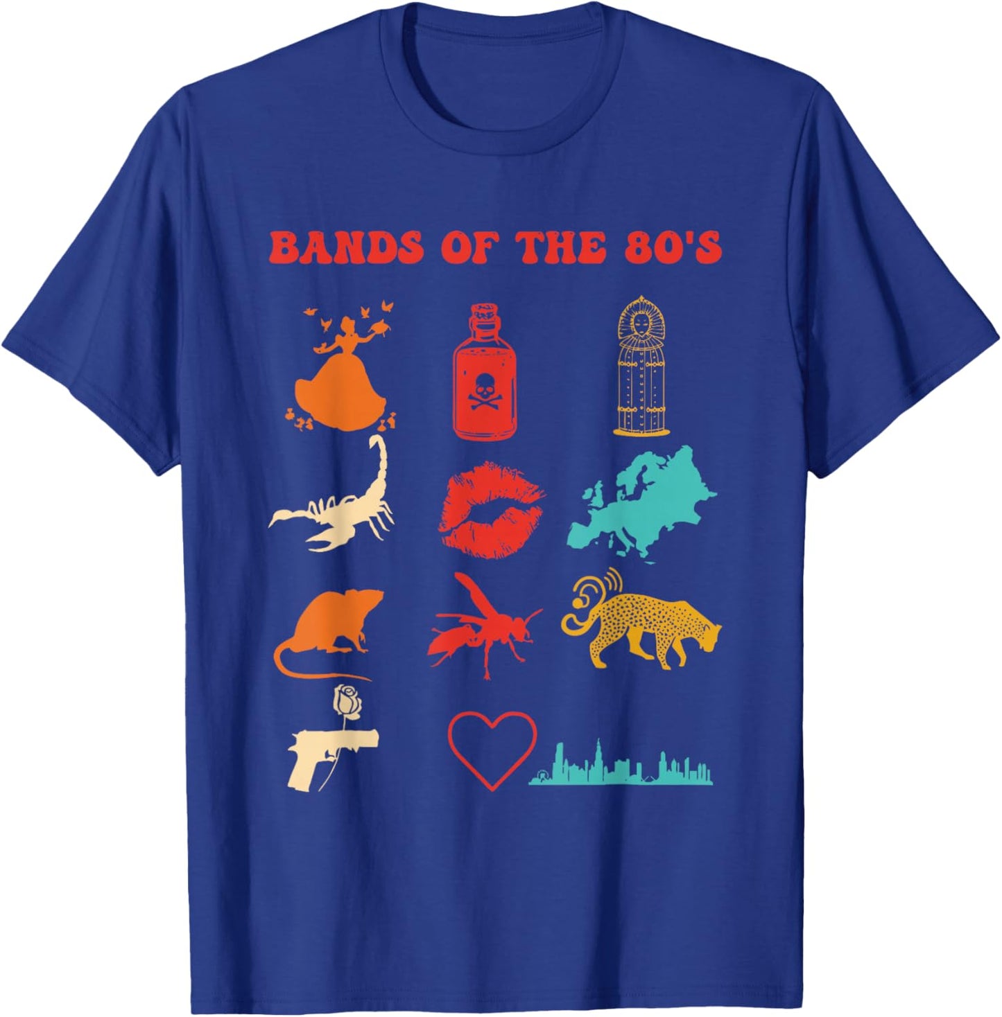 Bands Of The 80's Retro Vintage Design T-Shirt - T-Shirt | Royal