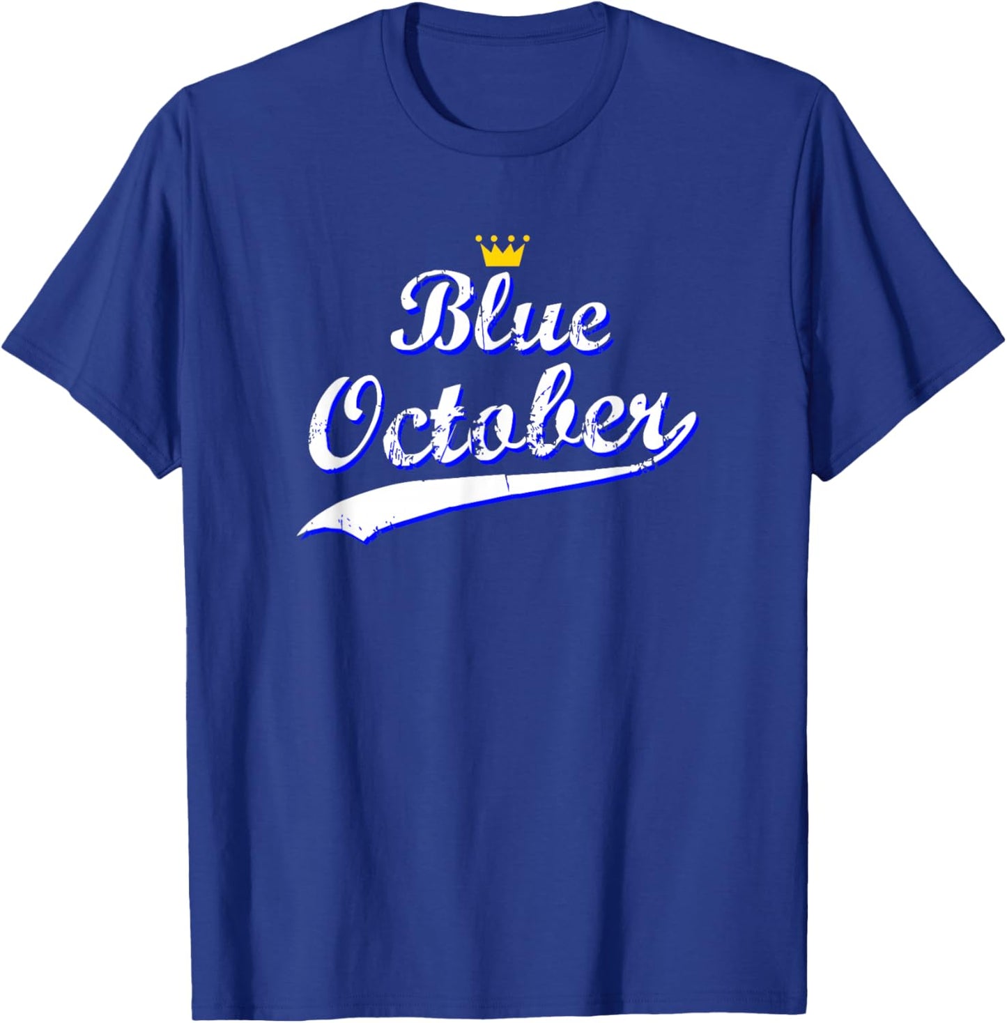 Blue October Retro Script Design T-Shirt - T-Shirt | Royal