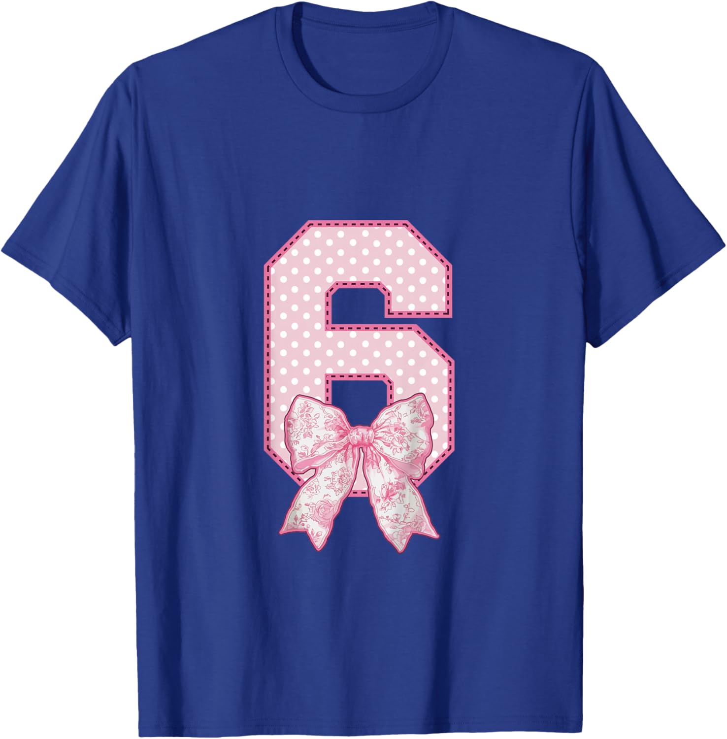 Kids 6th Birthday Shirt Girl Coquette Bow Kids Six 6 Year Old T-Shirt - T-Shirt | Royal