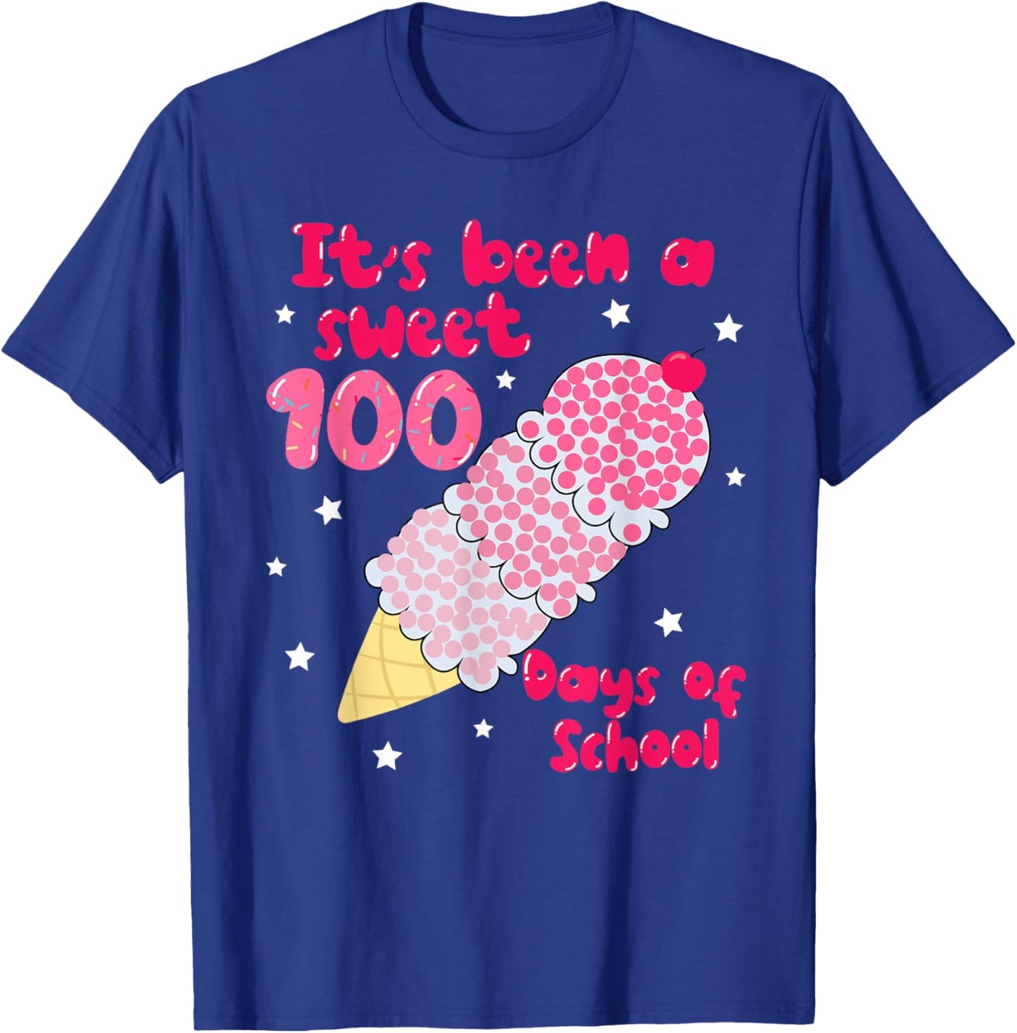Groovy Ice Cream Cone 100 Days Of School Teacher Student T-Shirt - T-Shirt | Royal