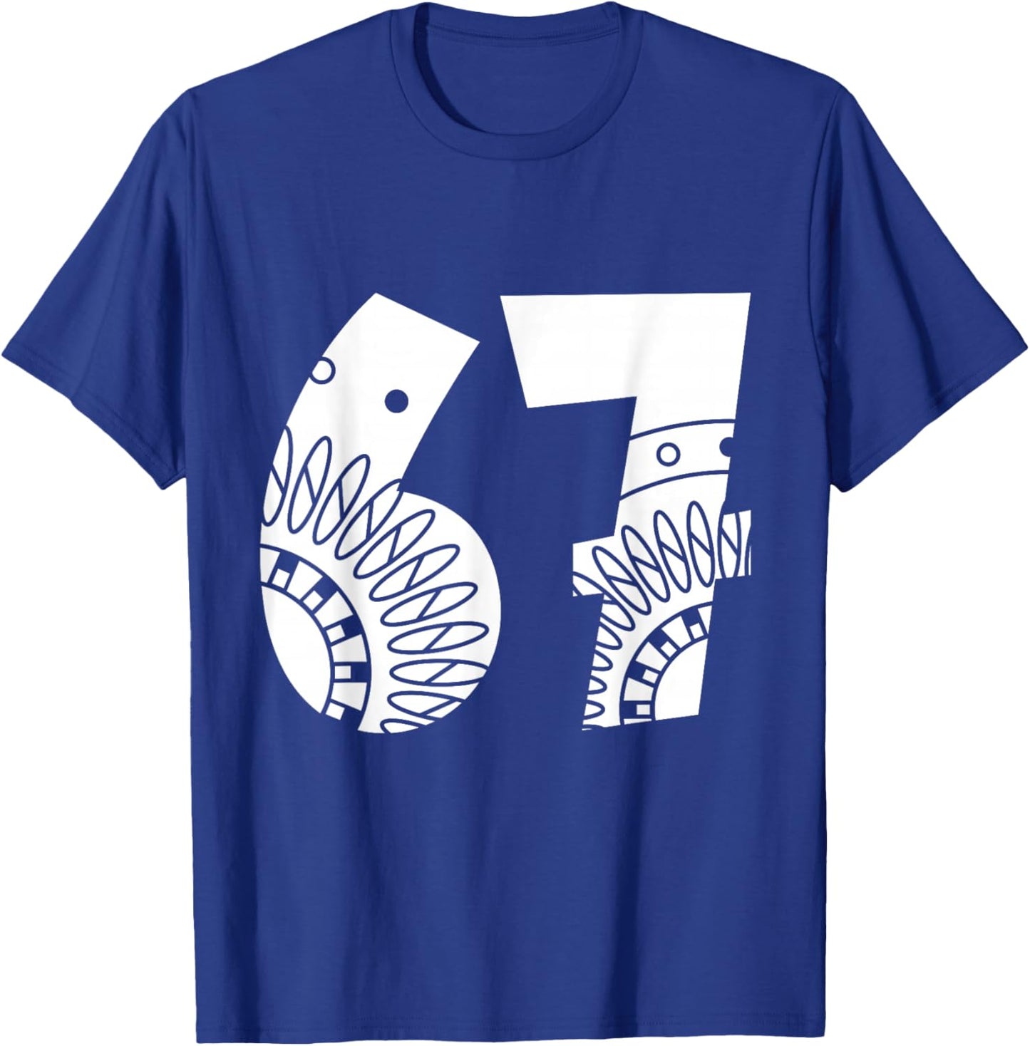 67 Nordic Scandi Abstrait Art Populaire Géométrique Chiffres T-Shirt - T-Shirt | Royal