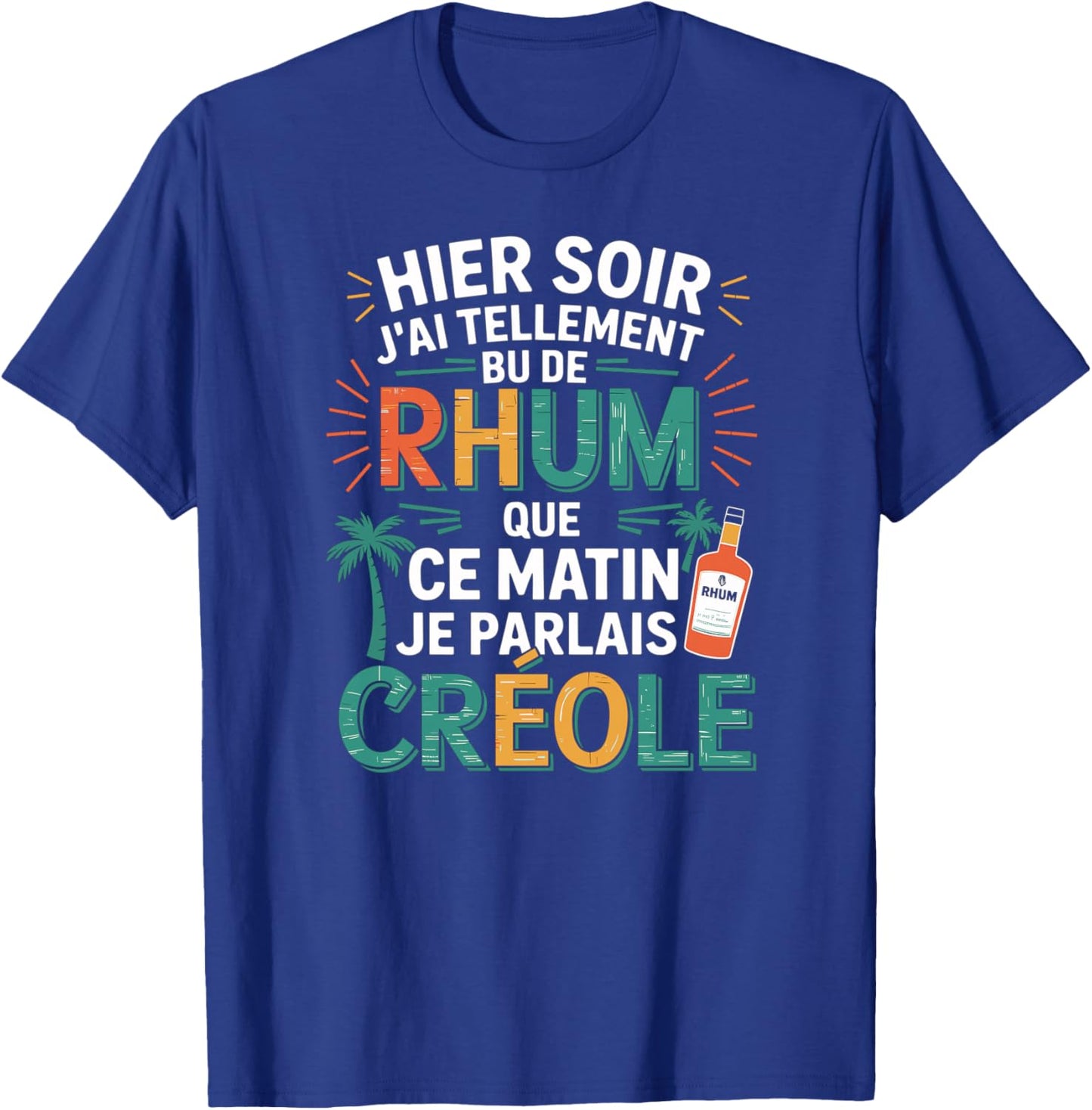 Hier J’AI Tellement Bu de Rhum Ce Matin Je Parlais Créole Haut de Gamme T-Shirt - T-Shirt | Royal