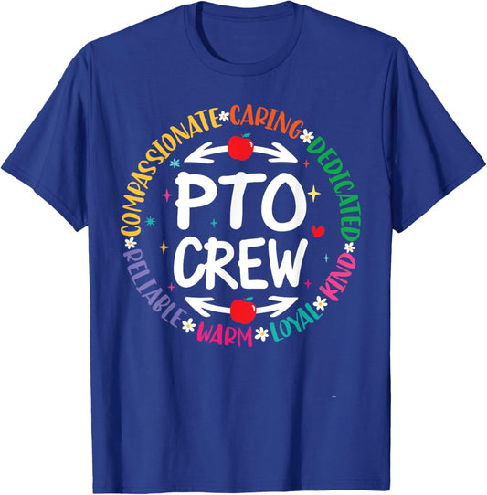 PTO Crew Parent Teacher Squad Group Volunteer Staff Matching Women Girls Kids T-Shirt - T-Shirt | Royal