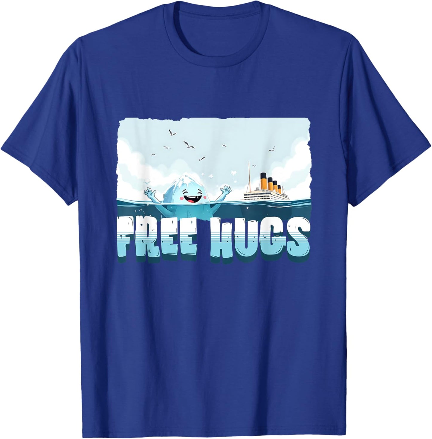 Free Hugs Funny Iceberg Cruise Ship Titanic Boys Girls Kids T-Shirt - T-Shirt | Royal