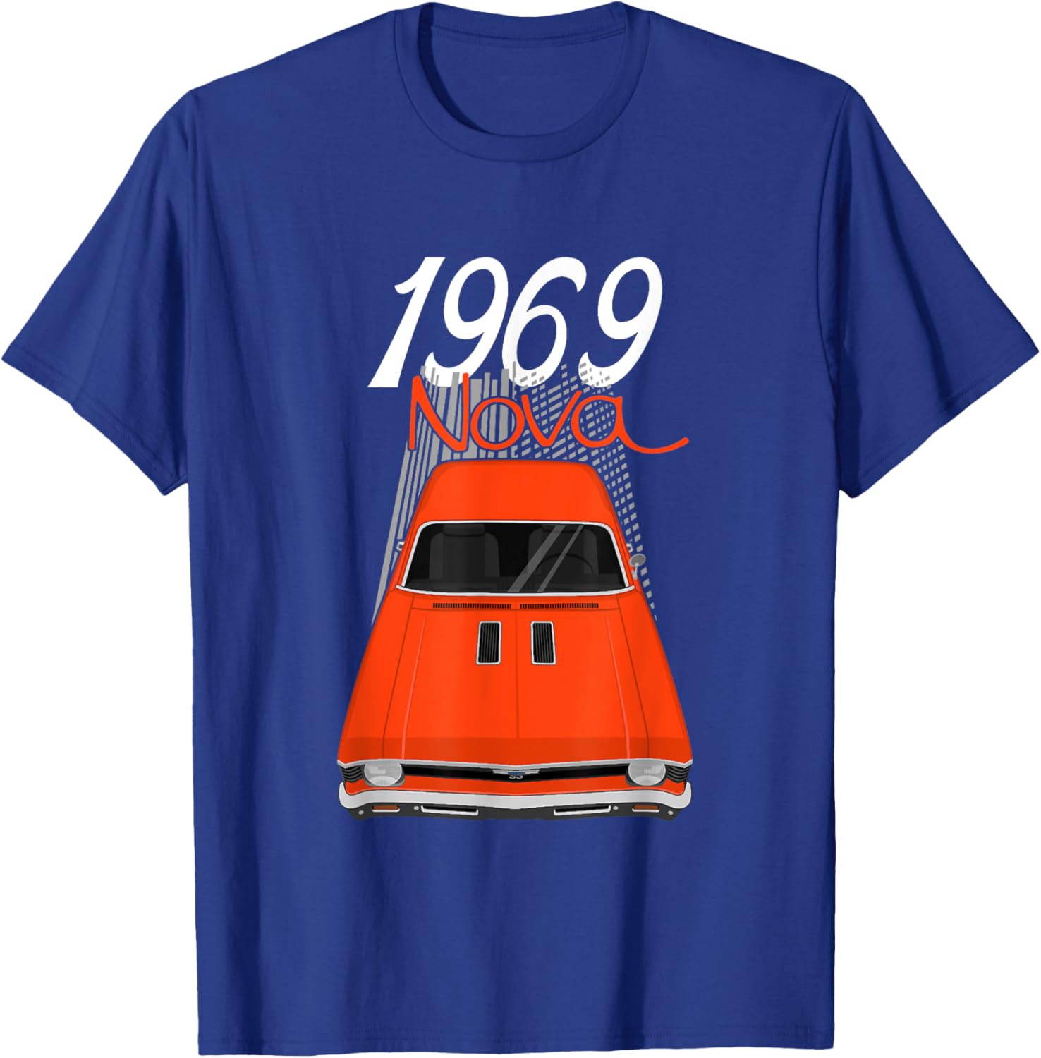 1969 69 Chevys Nova 2 Classic Car Old School Muscle Car T-Shirt - T-Shirt | Royal