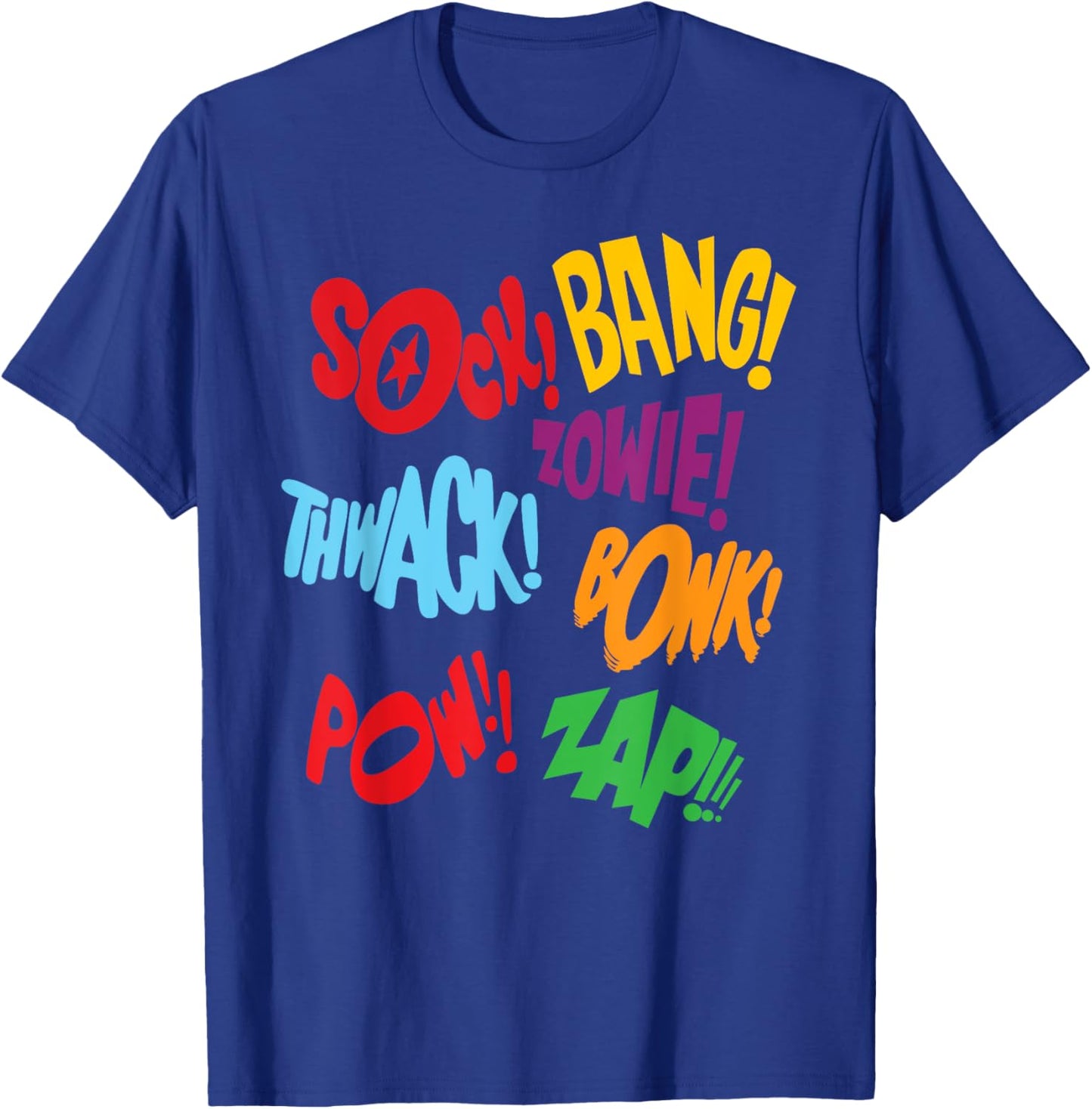 Retro Comic Book Action Sound Effects Sock Bang Pow T-Shirt - T-Shirt | Royal