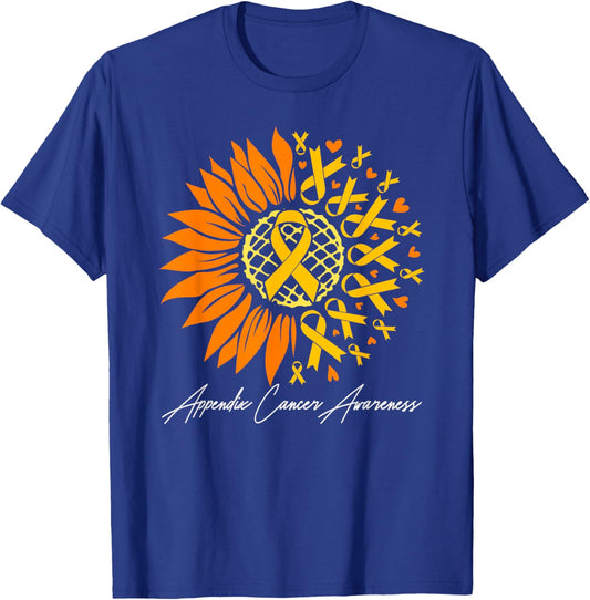 Appendix Cancer Awareness Sunflower T-Shirt - T-Shirt | Royal