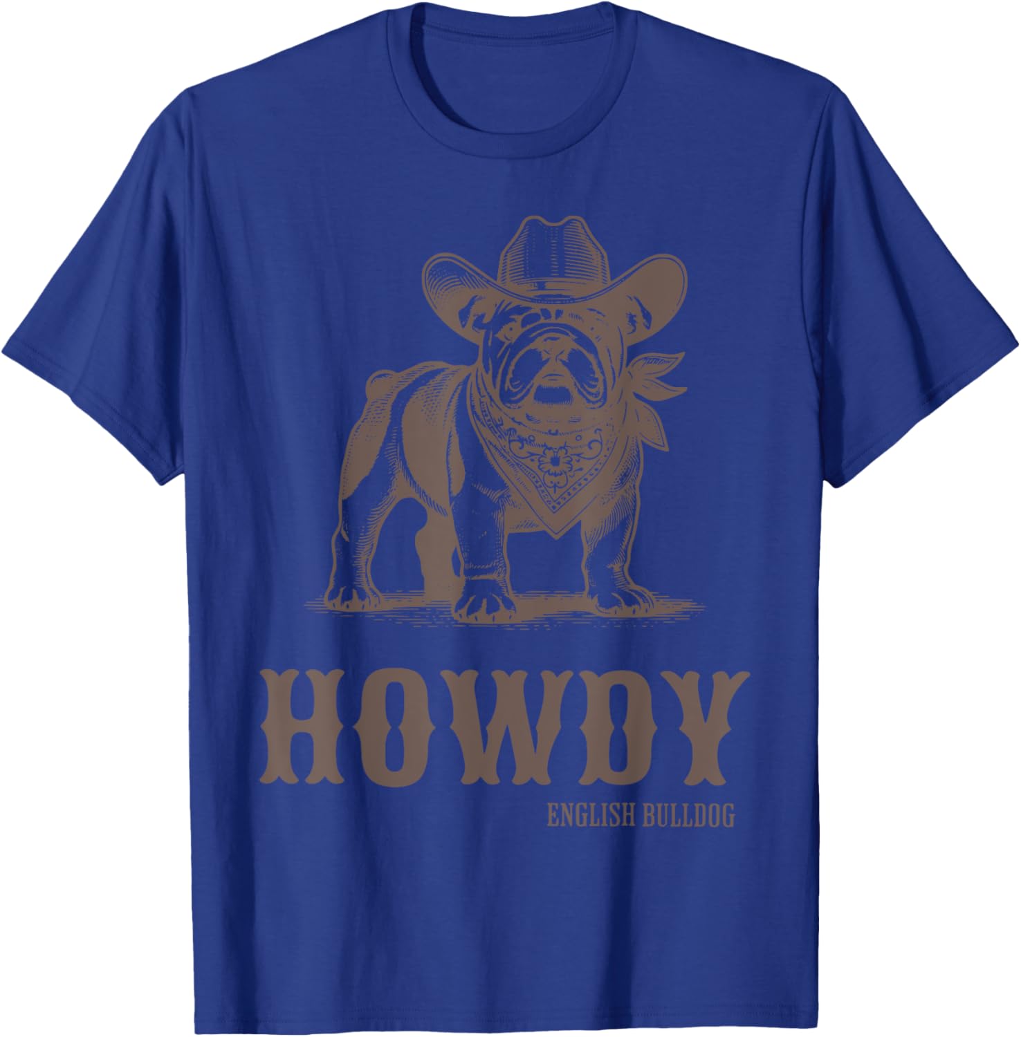 Vintage Howdy English Bulldog Western Country Cowboy Cowgirl T-Shirt - T-Shirt | Royal