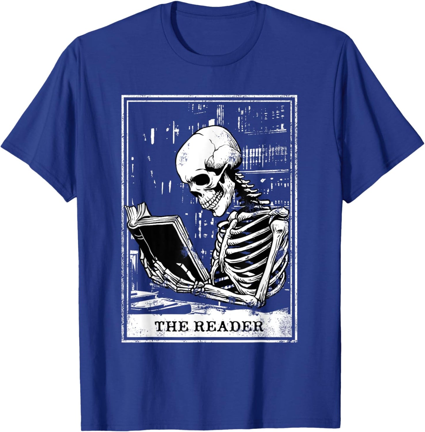Tarot Card Shirt The Reader Tarot Skeleton Reading Book T-Shirt - T-Shirt | Royal