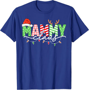 Mammy Claus Christmas Lights Santa Hat Family Matching T-Shirt - T-Shirt | Royal