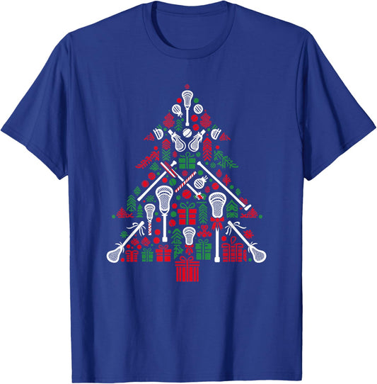 Funny Lacrosse Christmas Tree Player Kids T-Shirt - T-Shirt | Royal