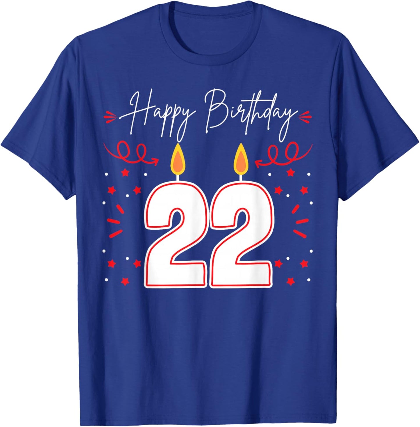 Candle 22 Birthday Party Decoration Wishes Candlelight Cake T-Shirt - T-Shirt | Royal