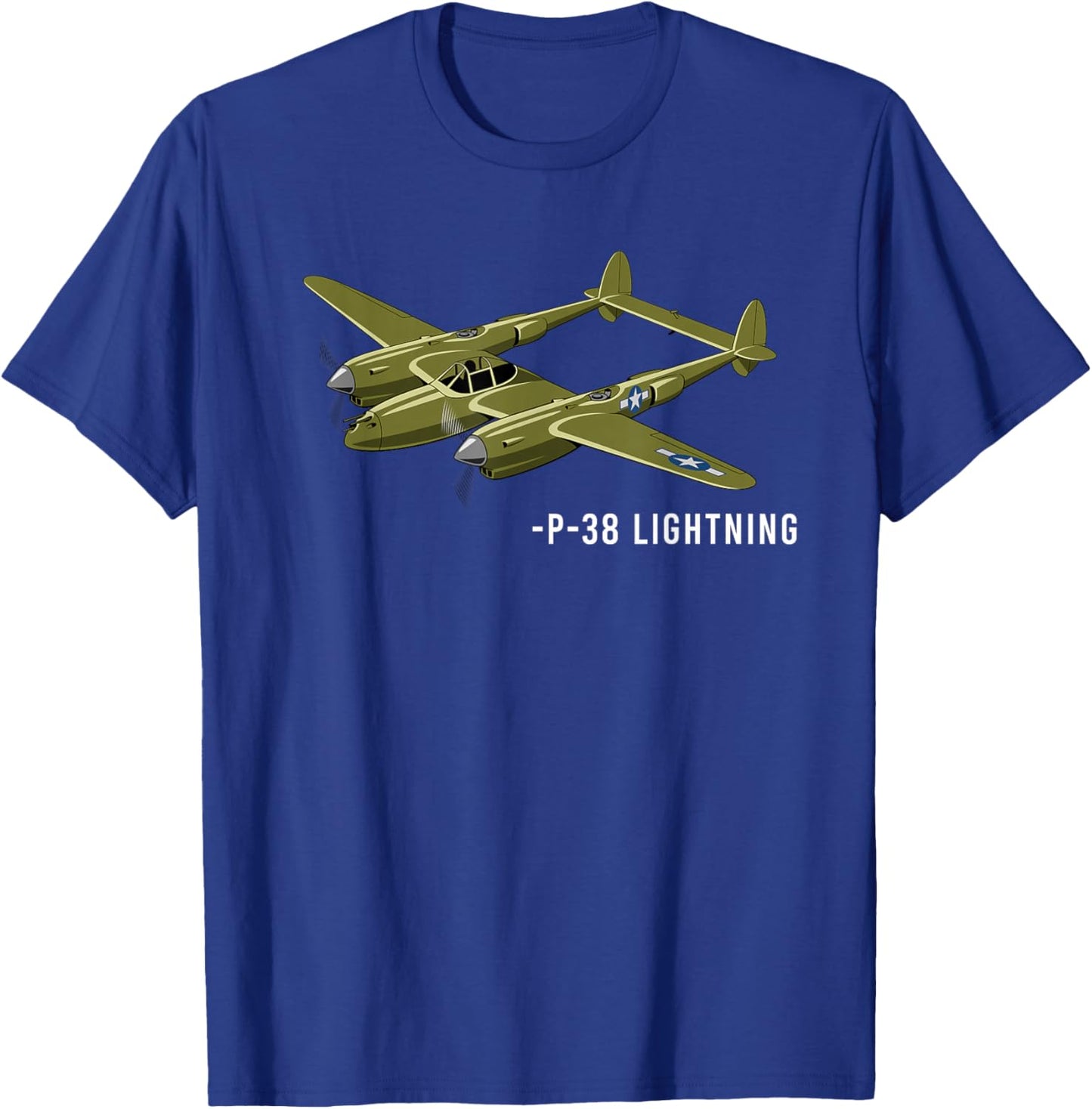 P-38 Lightning Plane WWII Warbird Military Aviation History T-Shirt - T-Shirt | Royal