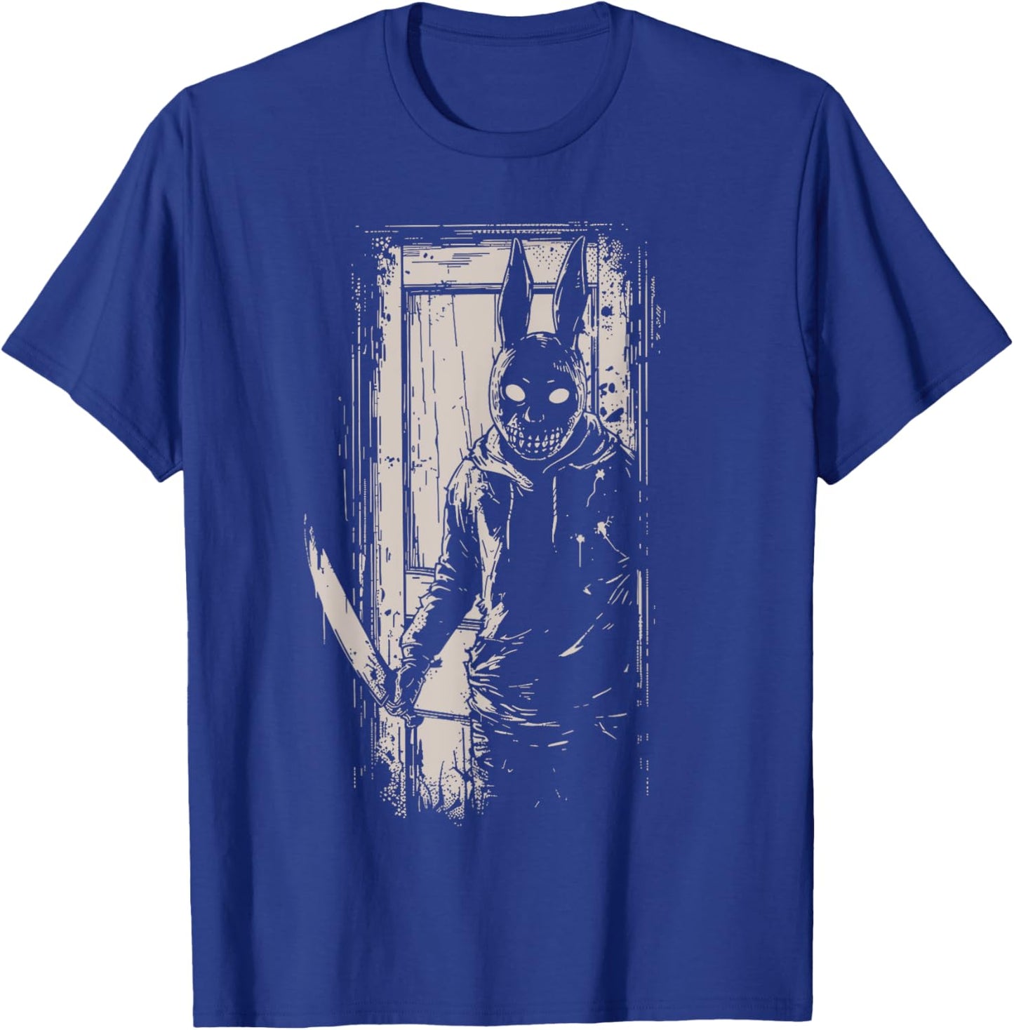 Horror Scary Creepy Bunny Mask Man Rabbit Alt Goth Slasher T-Shirt - T-Shirt | Royal