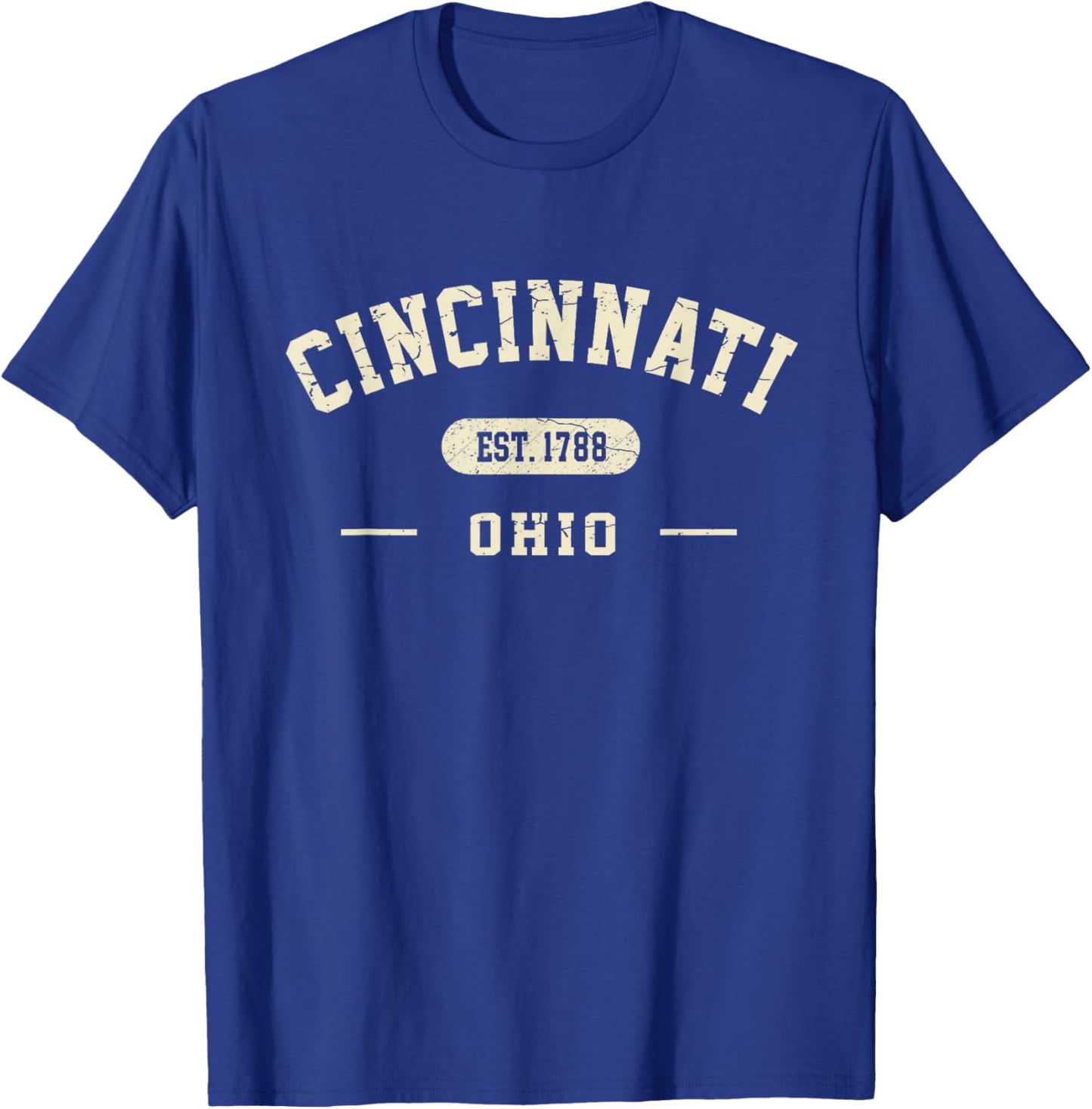 Cincinnati Ohio Est 1788 Vintage Retro Athletic Style T-Shirt - T-Shirt | Royal