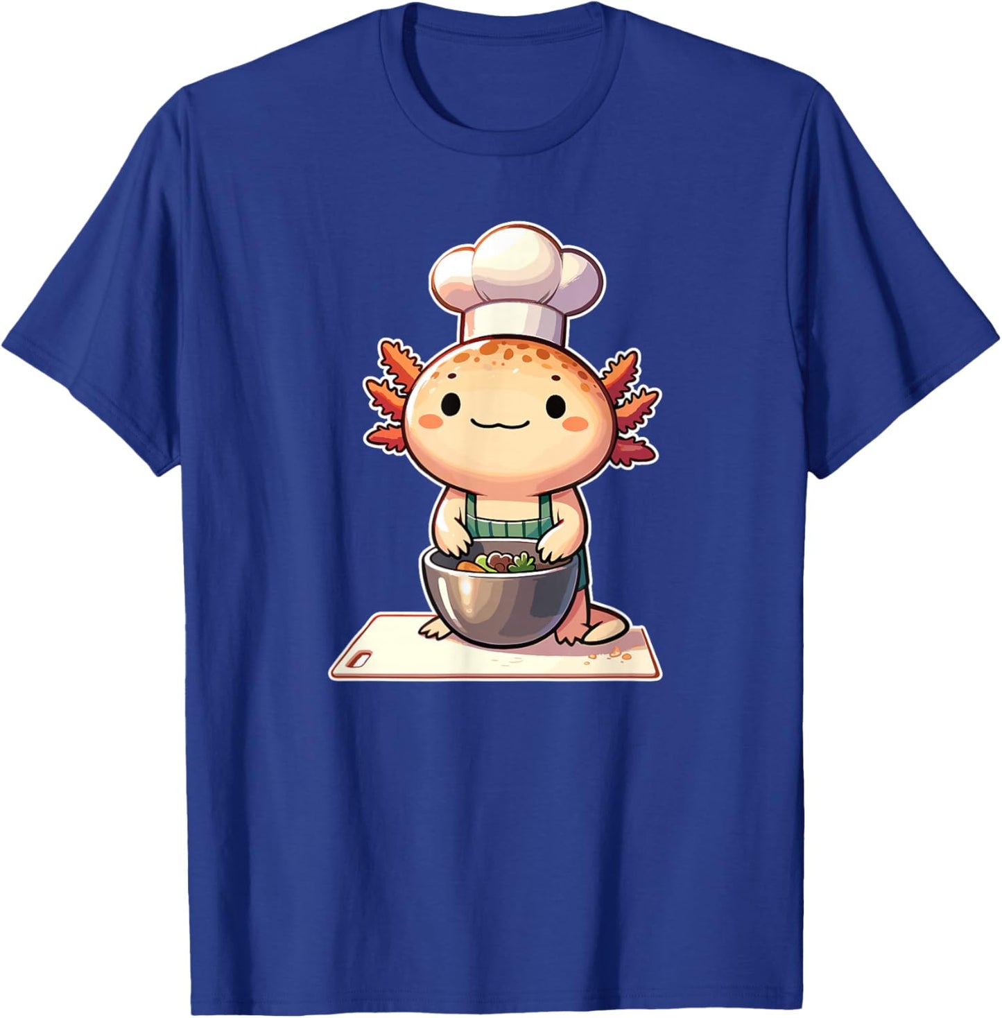 Cute Kawaii Axolotl Chef - -Adults and Kids - Black - Small - Short Sleeve T-Shirt - T-Shirt | Royal