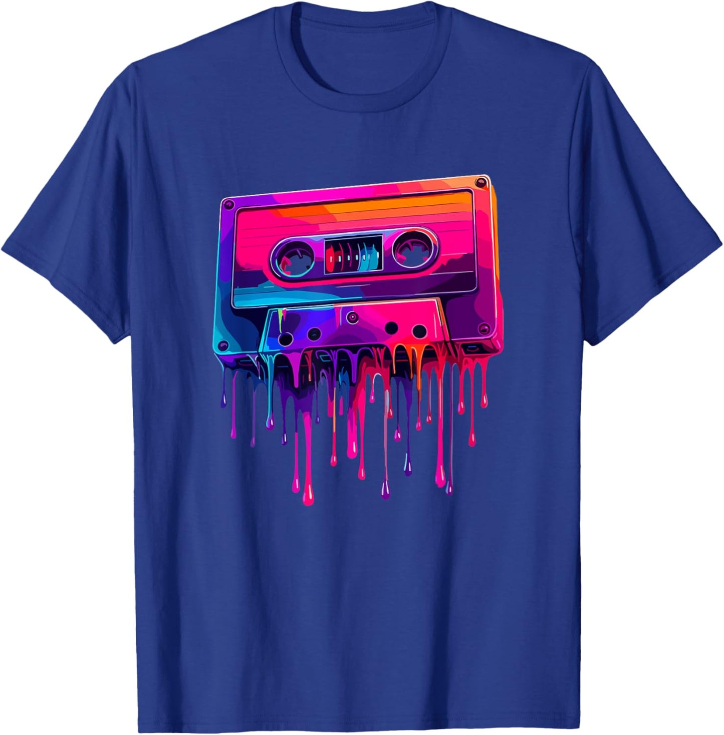 Dripping Paint Art Cassette Player Music Tape Recorder T-Shirt - T-Shirt | Royal