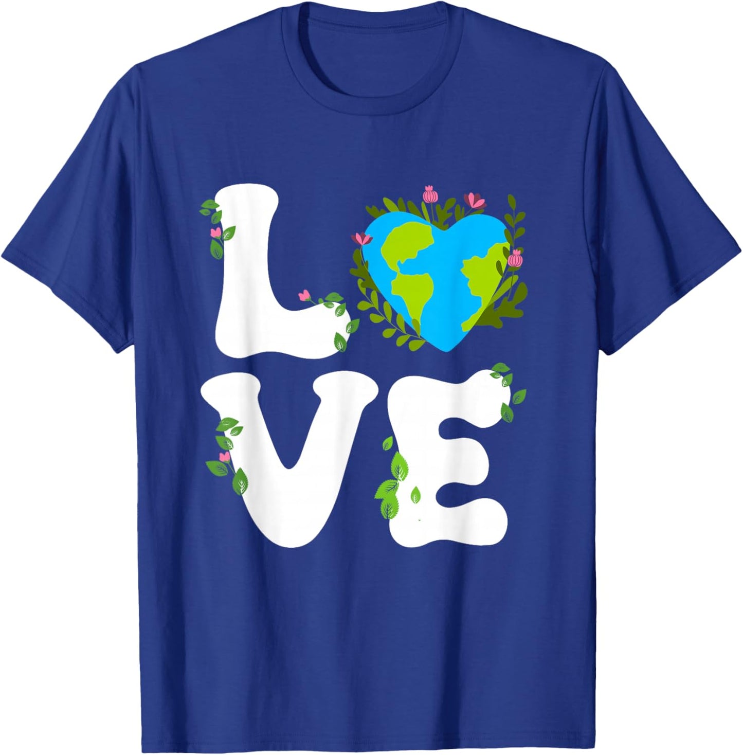 Love Earth Planet Distressed Environmental Earth Day Heart T-Shirt - T-Shirt | Royal