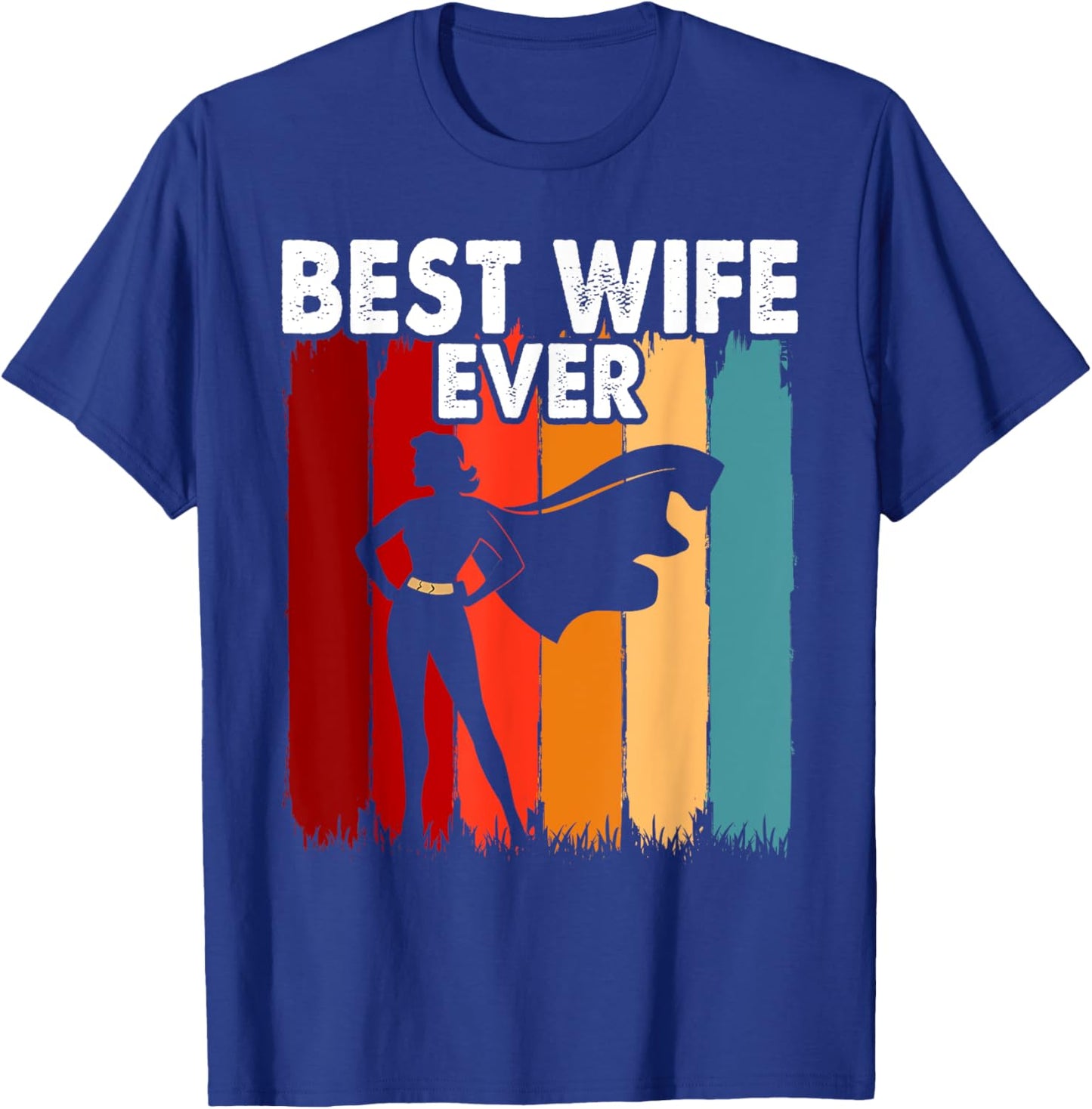 Vintage Best Wife Ever Holiday Superhero Fun Graphic T-Shirt - T-Shirt | Royal