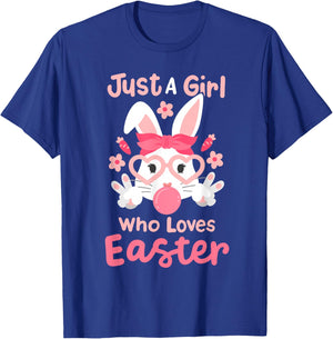A Girl Who Loves Easter Cute Bunny Family Matching Kids T-Shirt - T-Shirt | Royal