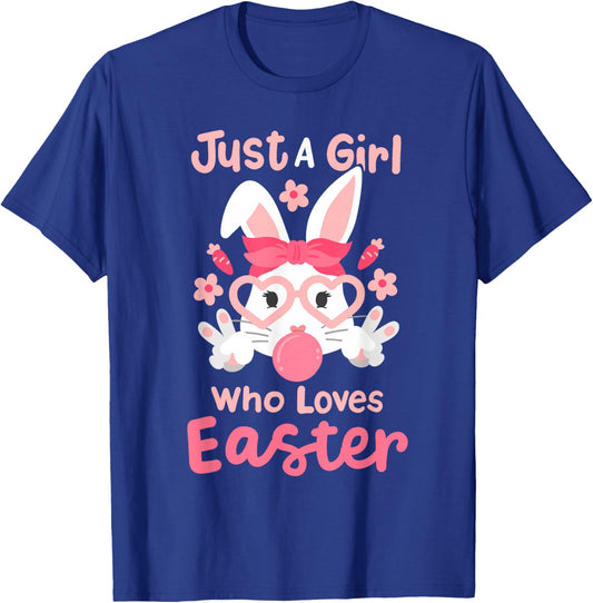 A Girl Who Loves Easter Cute Bunny Family Matching Kids T-Shirt - T-Shirt | Royal