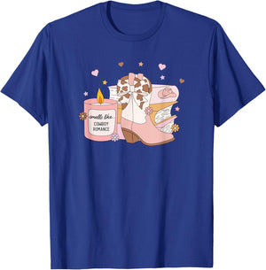 Smells Like Cowboy Romance, Funny Book Lover T-Shirt - T-Shirt | Royal