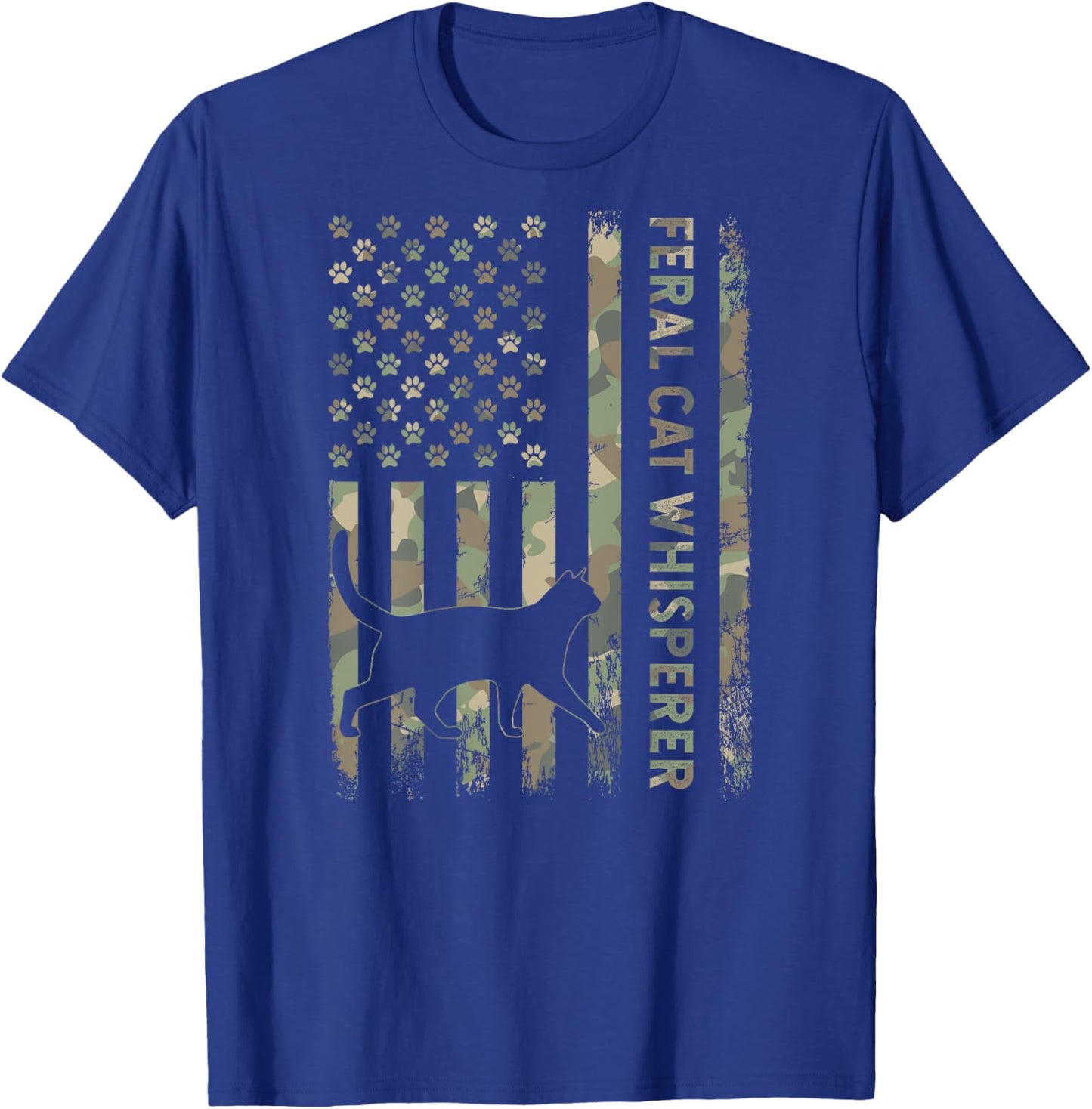 Feral Cat Whisperer Dad Camo USA Flag DESIGN ON BACK Women Kids T-Shirt - T-Shirt | Royal