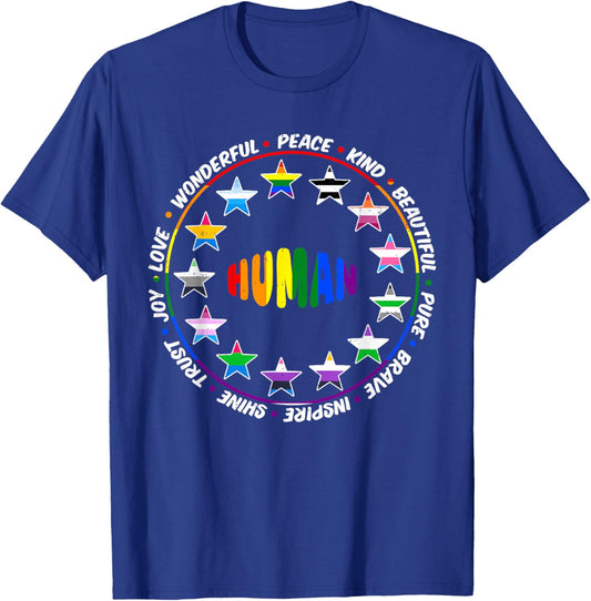 Human Rainbow LGBTQ Pride Equality Inclusion Positive Gay T-Shirt - T-Shirt | Royal